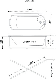 1ACReal Акриловая ванна Дюна 150x70 – фотография-7